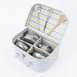 Sass & Belle Kinder-Kochset im Spielzeugkoffer Sterne 7-teilig grau 24,5x16x12cm