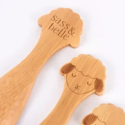 Sass & Belle Kinder Löffel Lamm 3 Stück Bambus 3,5x12,5cm
