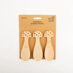 Sass & Belle Kinder Löffel PIlze 3 Stück Bambus 3,5x12,5cm