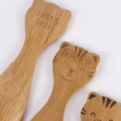 Sass & Belle Kinder Löffel Tiger 3 Stück Bambus 3,5x12,5cm