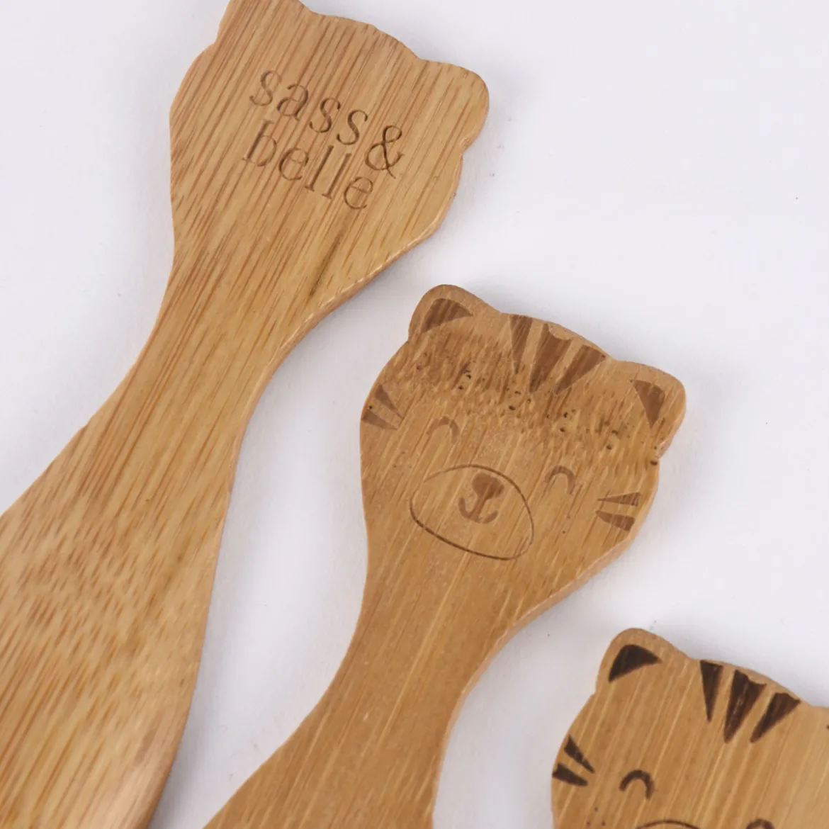 Sass & Belle Kinder Löffel Tiger 3 Stück Bambus 3,5x12,5cm