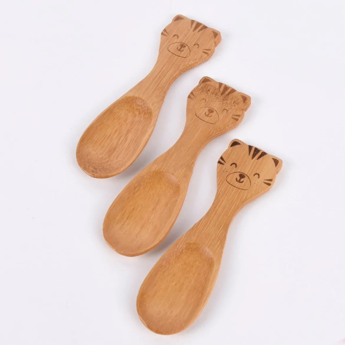 Sass & Belle Kinder Löffel Tiger 3 Stück Bambus 3,5x12,5cm