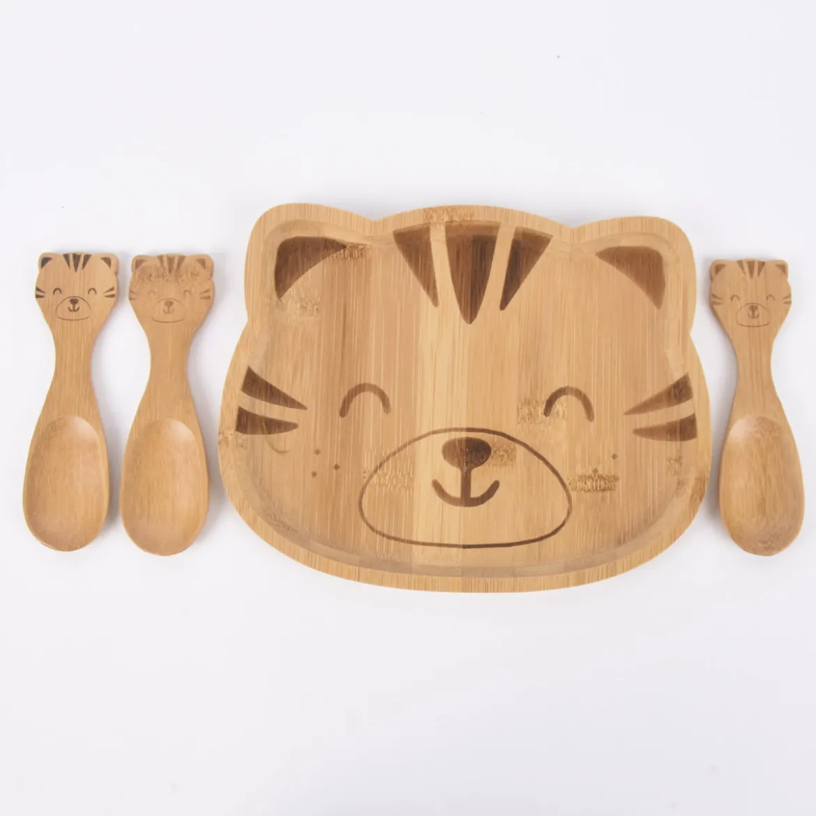 Sass & Belle Kinder Löffel Tiger 3 Stück Bambus 3,5x12,5cm