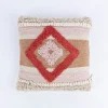 Sass & Belle Kissenhülle mit Fransen Raute Tufted beige orange ocker 40x40cm