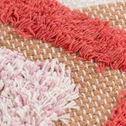 Sass & Belle Kissenhülle mit Fransen Raute Tufted beige orange ocker 40x40cm