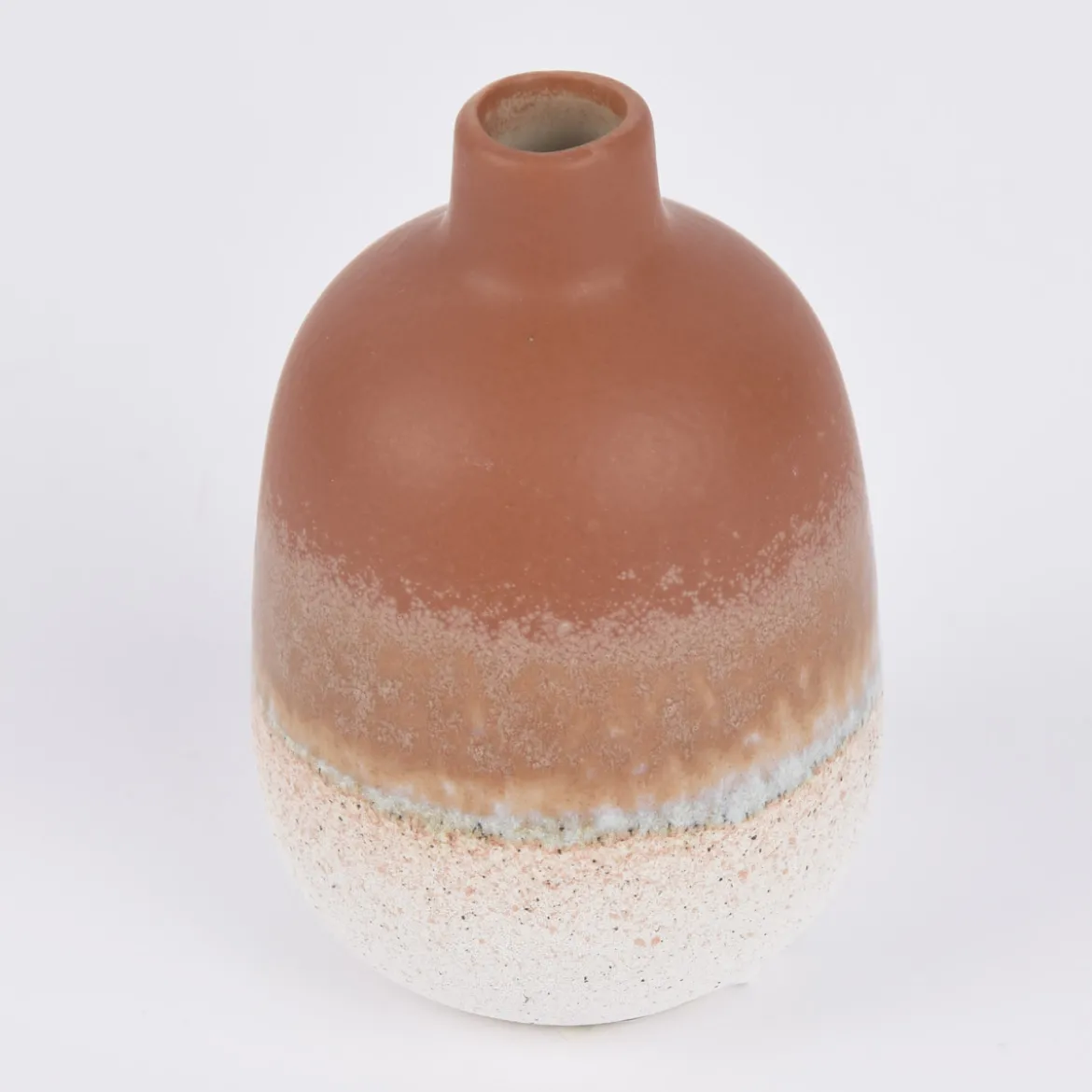 Sass & Belle kleine Vase Mojave glasiert Steinzeug braun weiß 7,5x11,5cm