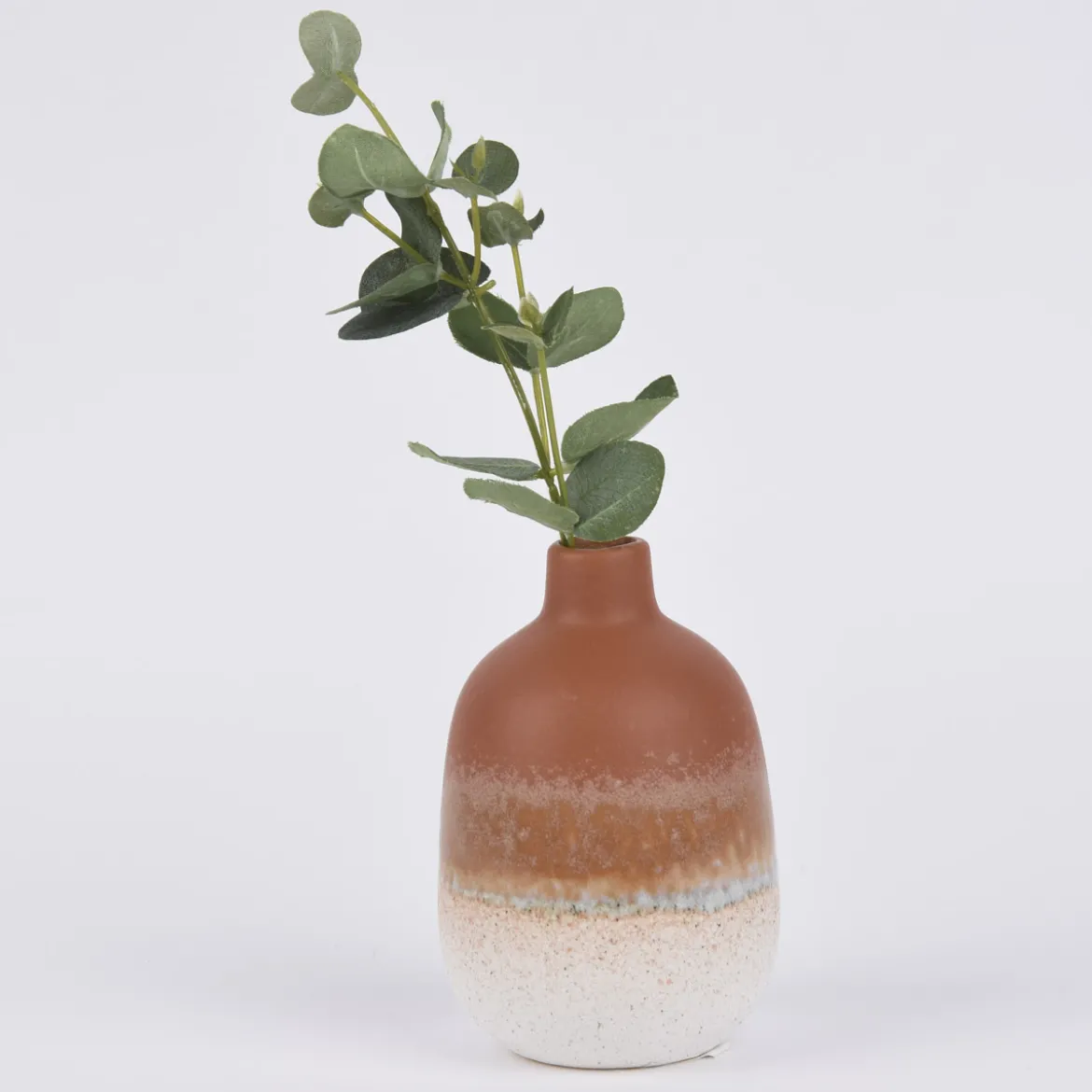 Sass & Belle kleine Vase Mojave glasiert Steinzeug braun weiß 7,5x11,5cm