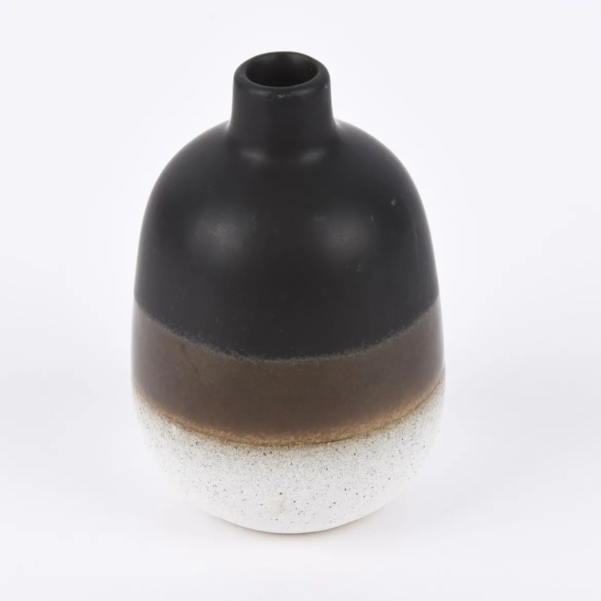 Sass & Belle kleine Vase Mojave glasiert Steinzeug schwarz braun weiß 7,5x11,5cm