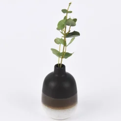 Sass & Belle kleine Vase Mojave glasiert Steinzeug schwarz braun weiß 7,5x11,5cm