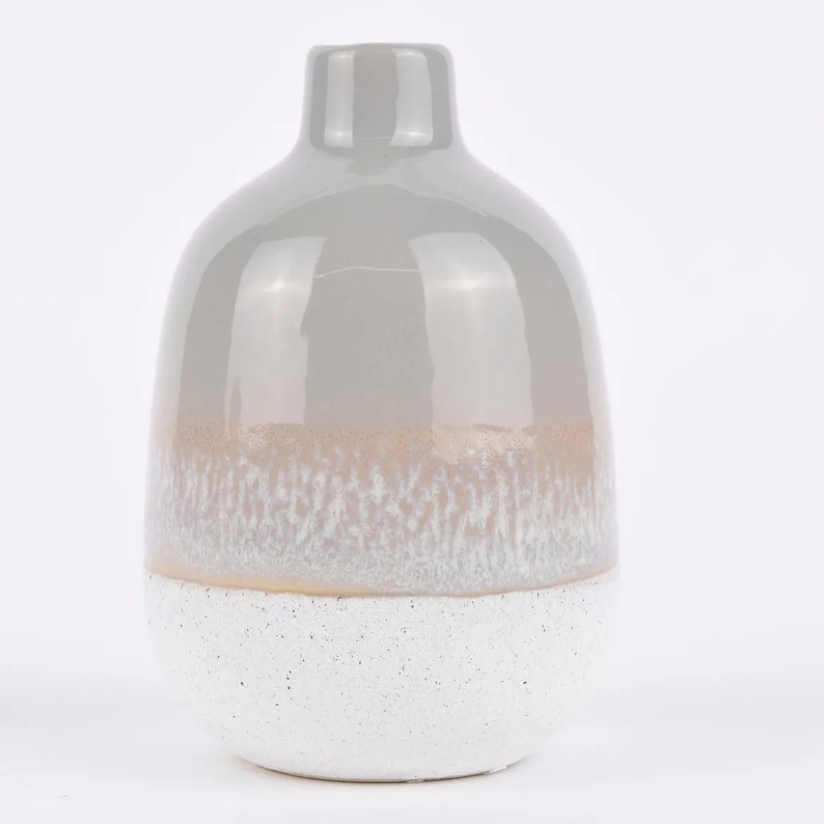 Sass & Belle kleine Vase Mojave glasiert Steinzeug grau weiß 7,5x11,5cm