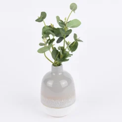 Sass & Belle kleine Vase Mojave glasiert Steinzeug grau weiß 7,5x11,5cm