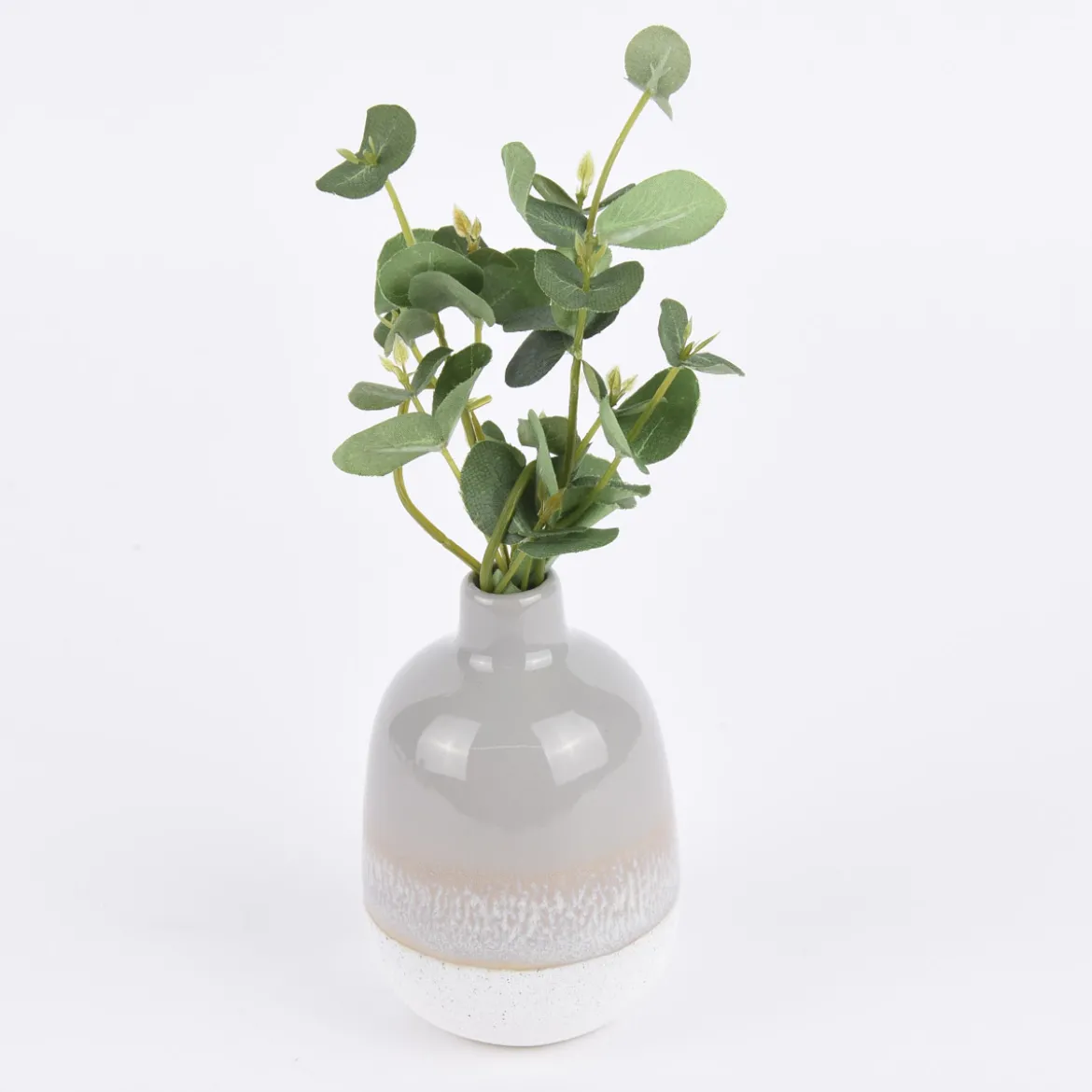 Sass & Belle kleine Vase Mojave glasiert Steinzeug grau weiß 7,5x11,5cm
