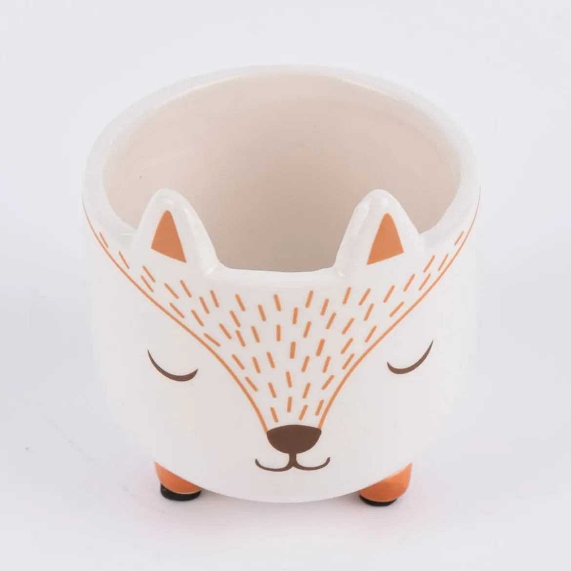 Sass & Belle Mini Pflanztopf Fuchs weiß orange braun 8x8,5cm