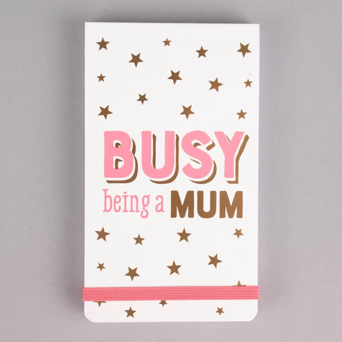 Sass & Belle Notizblock Busy being a mum liniert Sterne weiß goldfarbig rosa 15x9x1,5cm