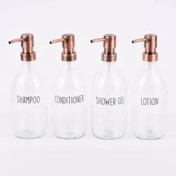 Sass & Belle Pumpflasche Badezimmer Glas klar rosegold 10x22,5cm verschiedene Varianten