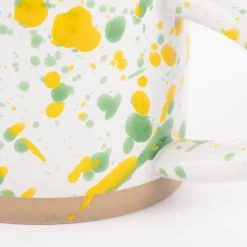 Sass & Belle Tasse Farbspritzer Steinzeug weiß gelb grün natur 360ml
