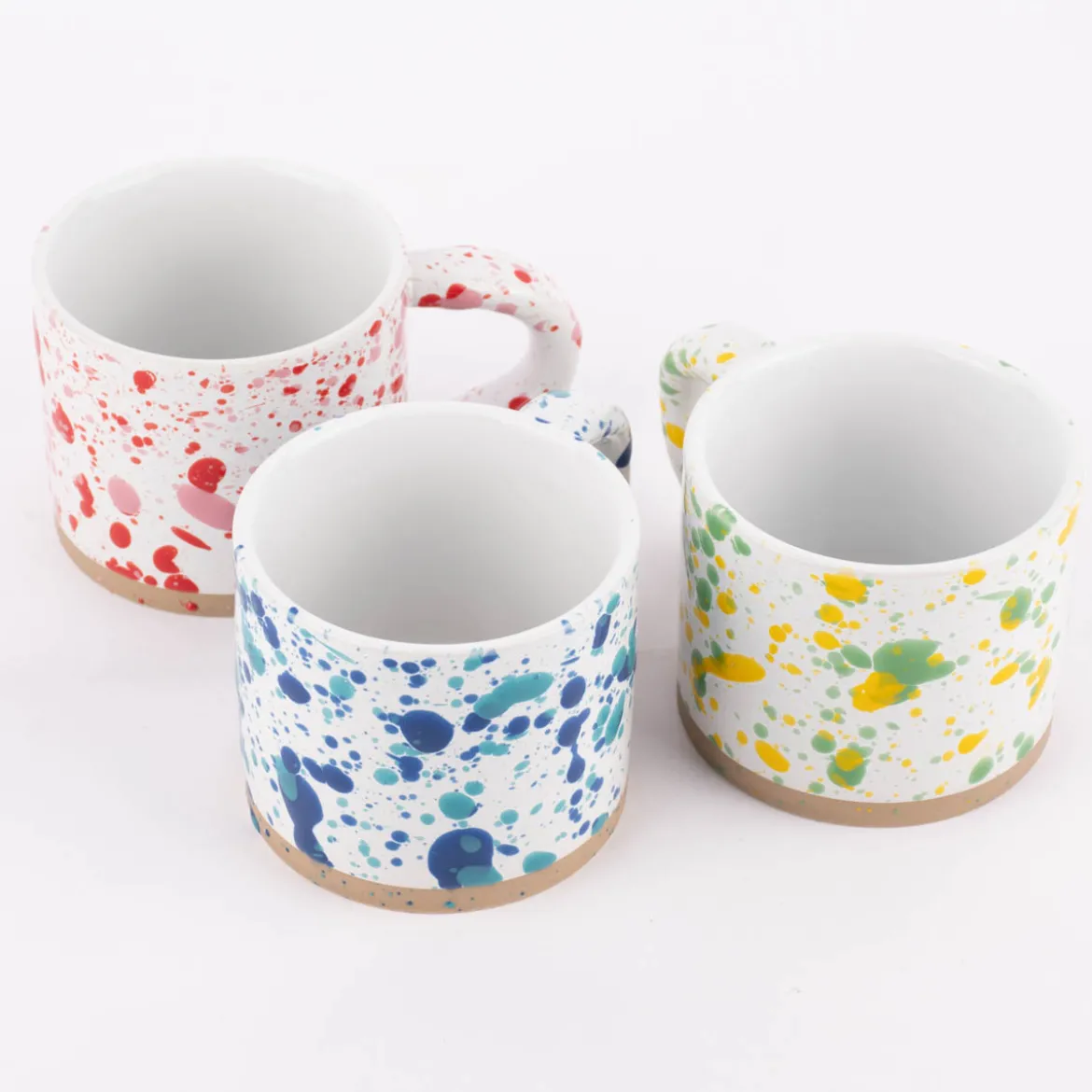 Sass & Belle Tasse Farbspritzer Steinzeug weiß gelb grün natur 360ml