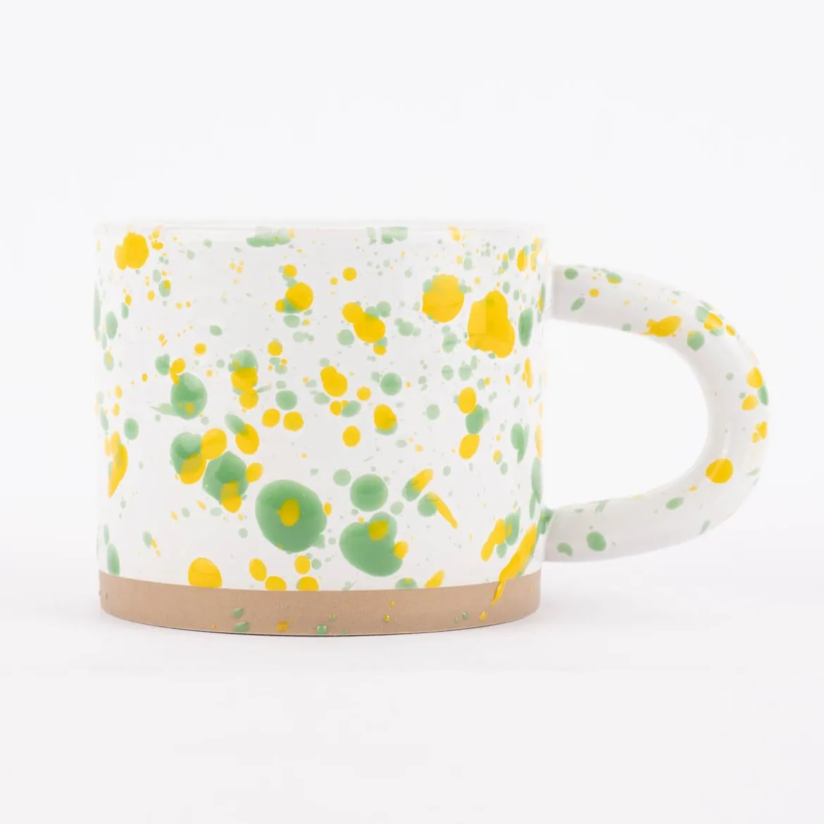 Sass & Belle Tasse Farbspritzer Steinzeug weiß gelb grün natur 360ml