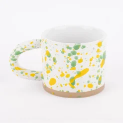Sass & Belle Tasse Farbspritzer Steinzeug weiß gelb grün natur 360ml