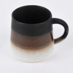 Sass & Belle Tasse Mojave glasiert Steinzeug schwarz braun weiß 350ml