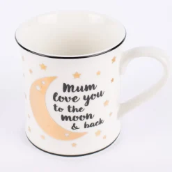 Sass & Belle Tasse Mum love you to the moon & back Porzellan weiß schwarz goldfarbig 400ml
