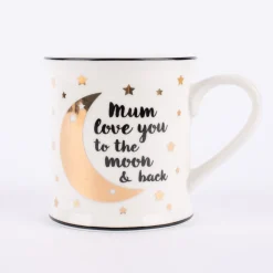 Sass & Belle Tasse Mum love you to the moon & back Porzellan weiß schwarz goldfarbig 400ml