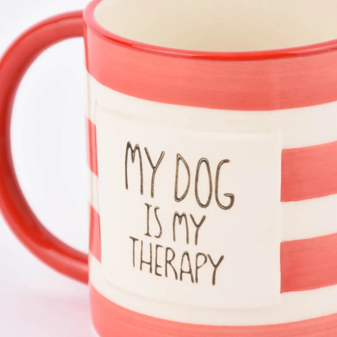 Sass & Belle Tasse Streifen My dog is my therapy rot weiß 300ml