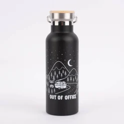 Sass & Belle Trinkflasche mit Schraubverschluss Out of Office Edelstahl schwarz weiß 500ml
