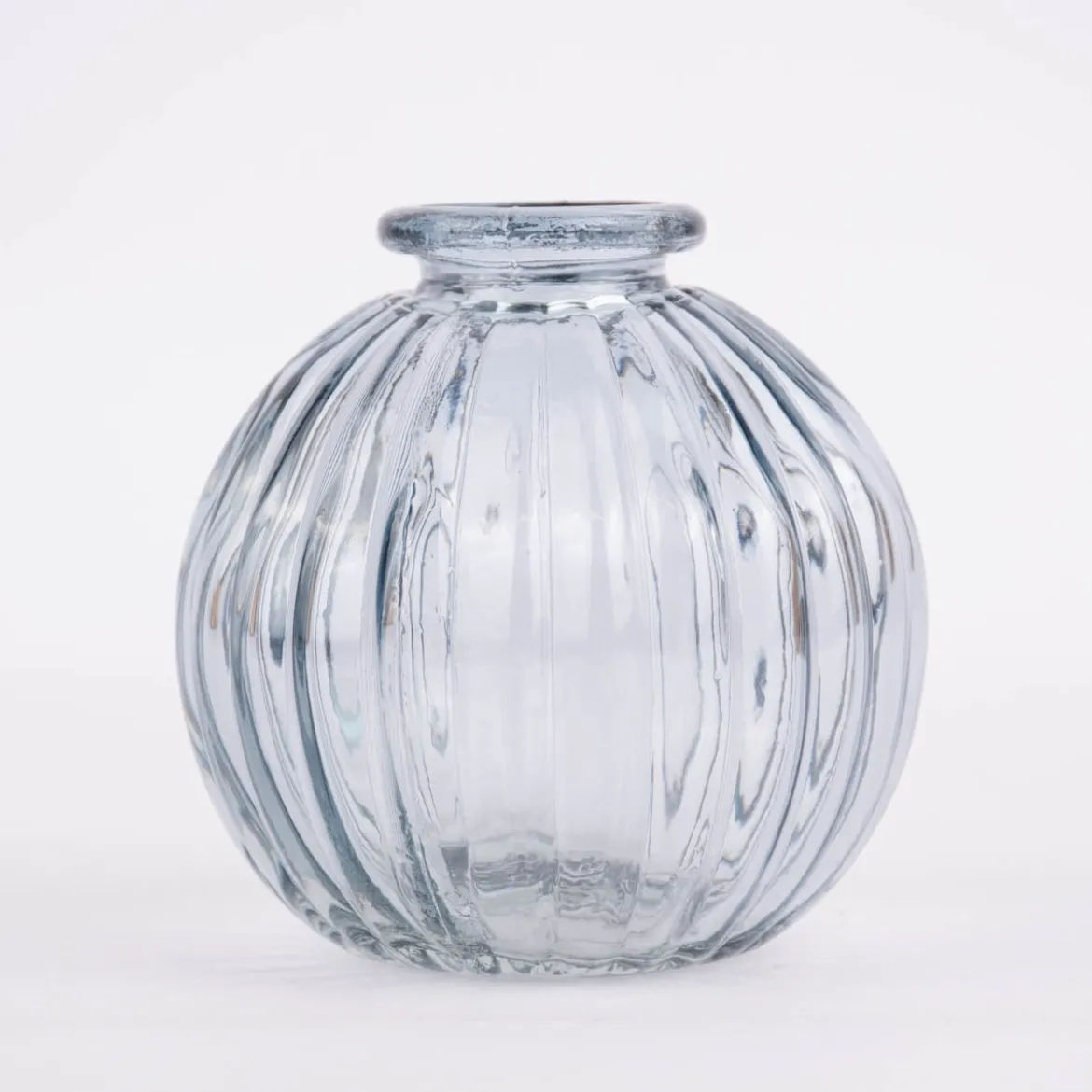 Sass & Belle Vasen klein 3er Set Glas gerillt grau verschiedene Formen