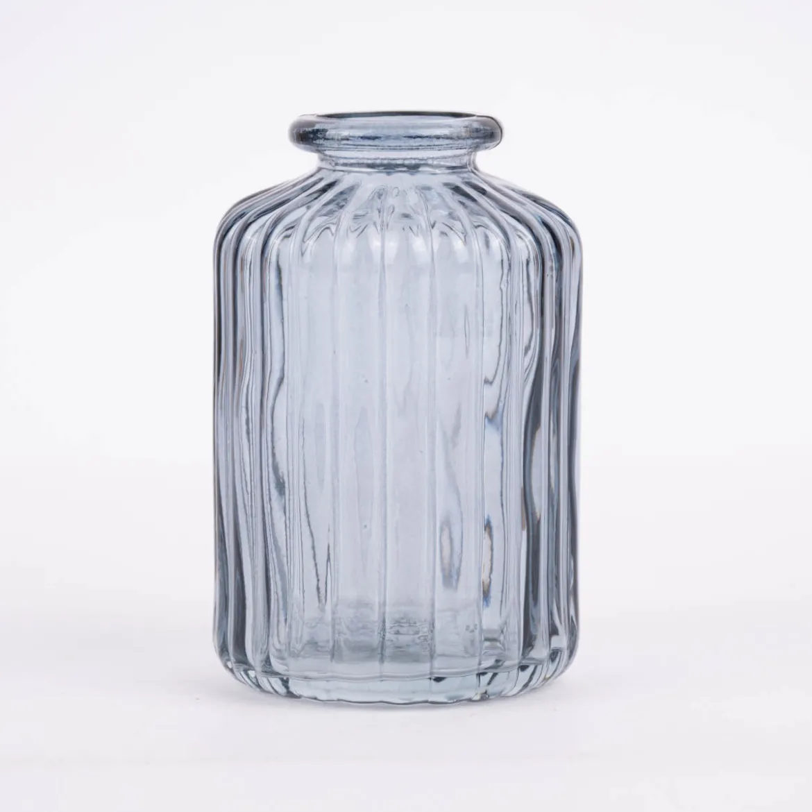 Sass & Belle Vasen klein 3er Set Glas gerillt grau verschiedene Formen