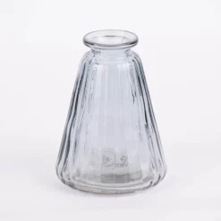 Sass & Belle Vasen klein 3er Set Glas gerillt grau verschiedene Formen