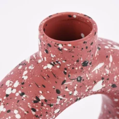 Sass & Belle Vase Ring Farbspritzer Steinzeug matt beere weiß schwarz 20x22,5x7cm