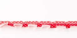 Satinband mit Organza und Punkten rot 1,9cm