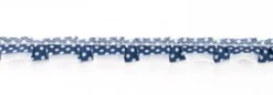 Satinband mit Organza und Punkten dunkelblau 1,9cm