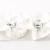 Satinband Rüschen mit Glitzer Stein creme Breite: 4cm