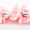 Satinband Rüschen mit Glitzer Stein rosa Breite: 4cm