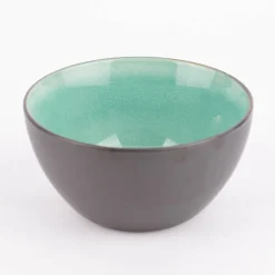 Schale reactive glaze reaktive Glasur schwarz türkis14x7,5cm