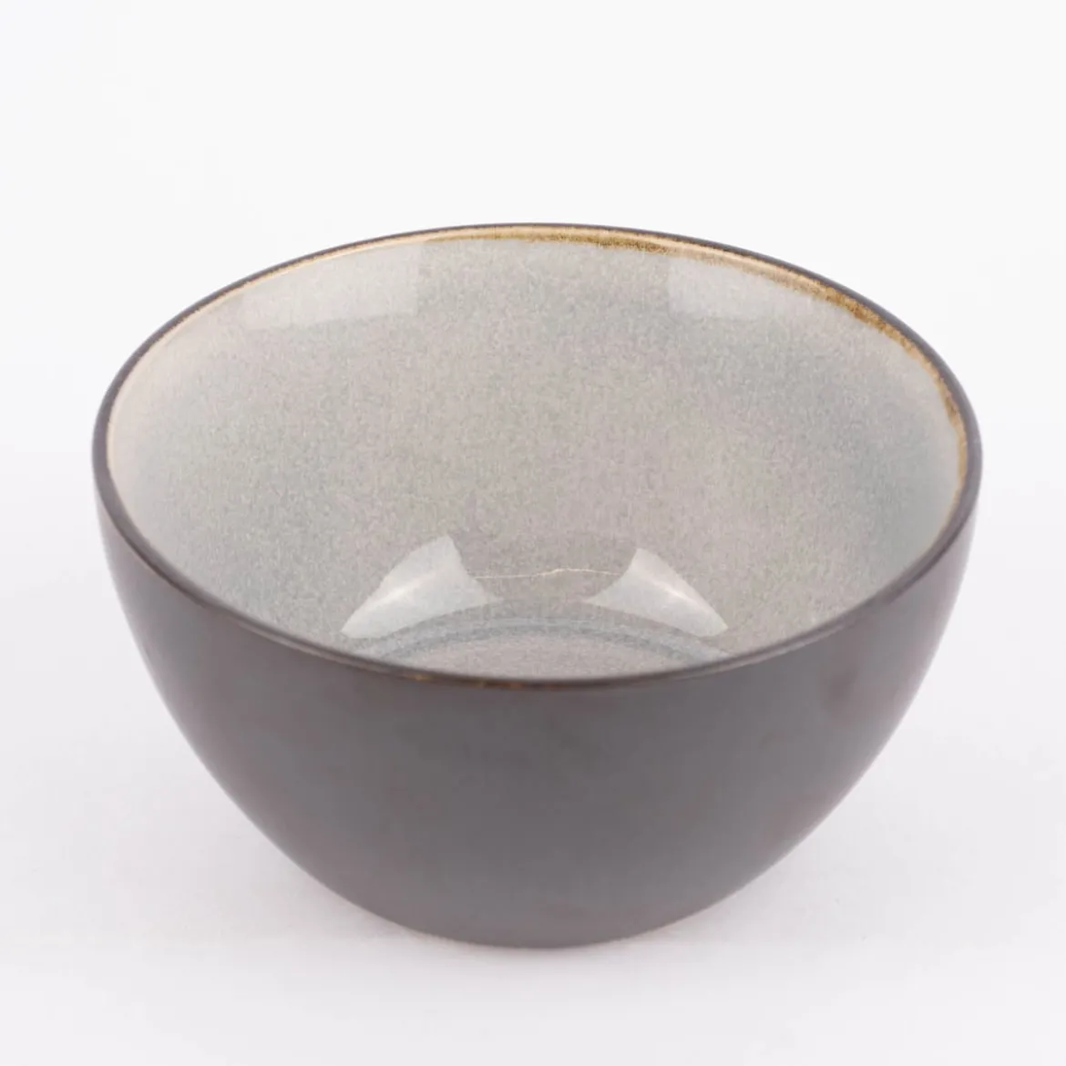 Schale reactive glaze reaktive Glasur schwarz hellgrau 14x7,5cm