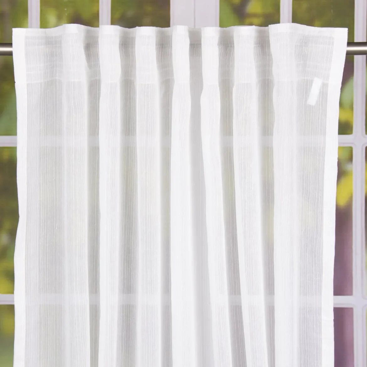 Schal Fertiggardine mit Schlaufenband und Schnurstreifen weiß 145x245cm
