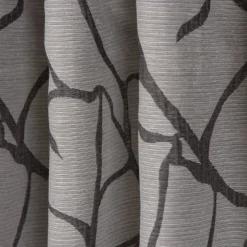 Schal Fertiggardine mit Schlaufenband Jacquard Blättermuster grau 145x245cm