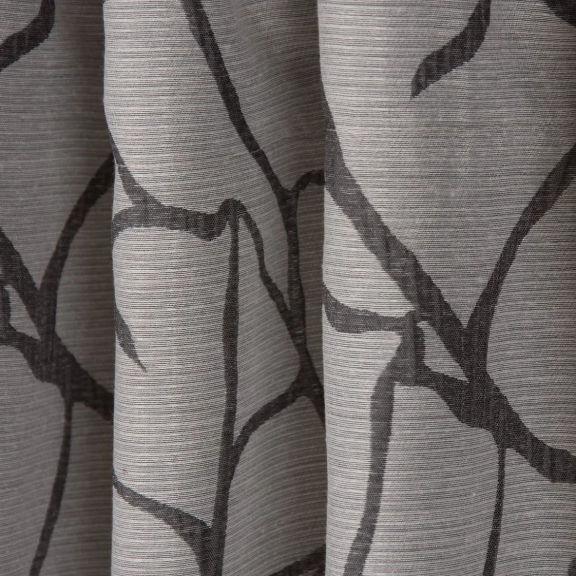 Schal Fertiggardine mit Schlaufenband Jacquard Blättermuster grau 145x245cm
