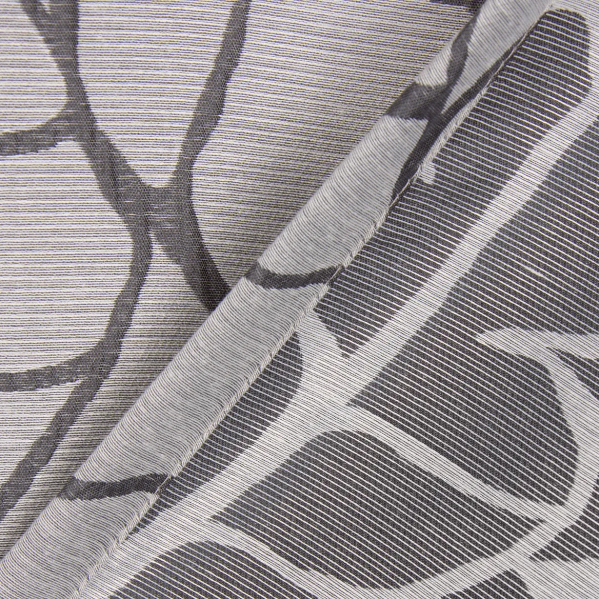 Schal Fertiggardine mit Schlaufenband Jacquard Blättermuster grau 145x245cm
