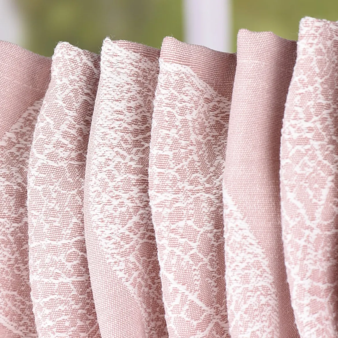 Schal Vorhang Fertiggardine Jacquard mit Schlaufenband Blätter rosa 142x245cm