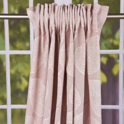 Schal Vorhang Fertiggardine Jacquard mit Schlaufenband Blätter rosa 142x245cm