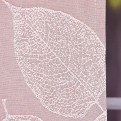 Schal Vorhang Fertiggardine Jacquard mit Schlaufenband Blätter rosa 142x245cm