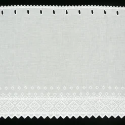 Scheibengardine Batist mit Rauten Stickerei weiß 47cm hoch
