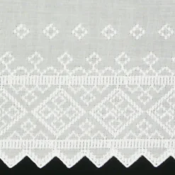 Scheibengardine Batist mit Rauten Stickerei weiß 47cm hoch