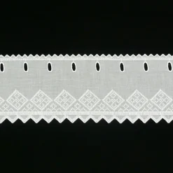 Scheibengardine Batist mit Rauten Stickerei weiß 17cm hoch
