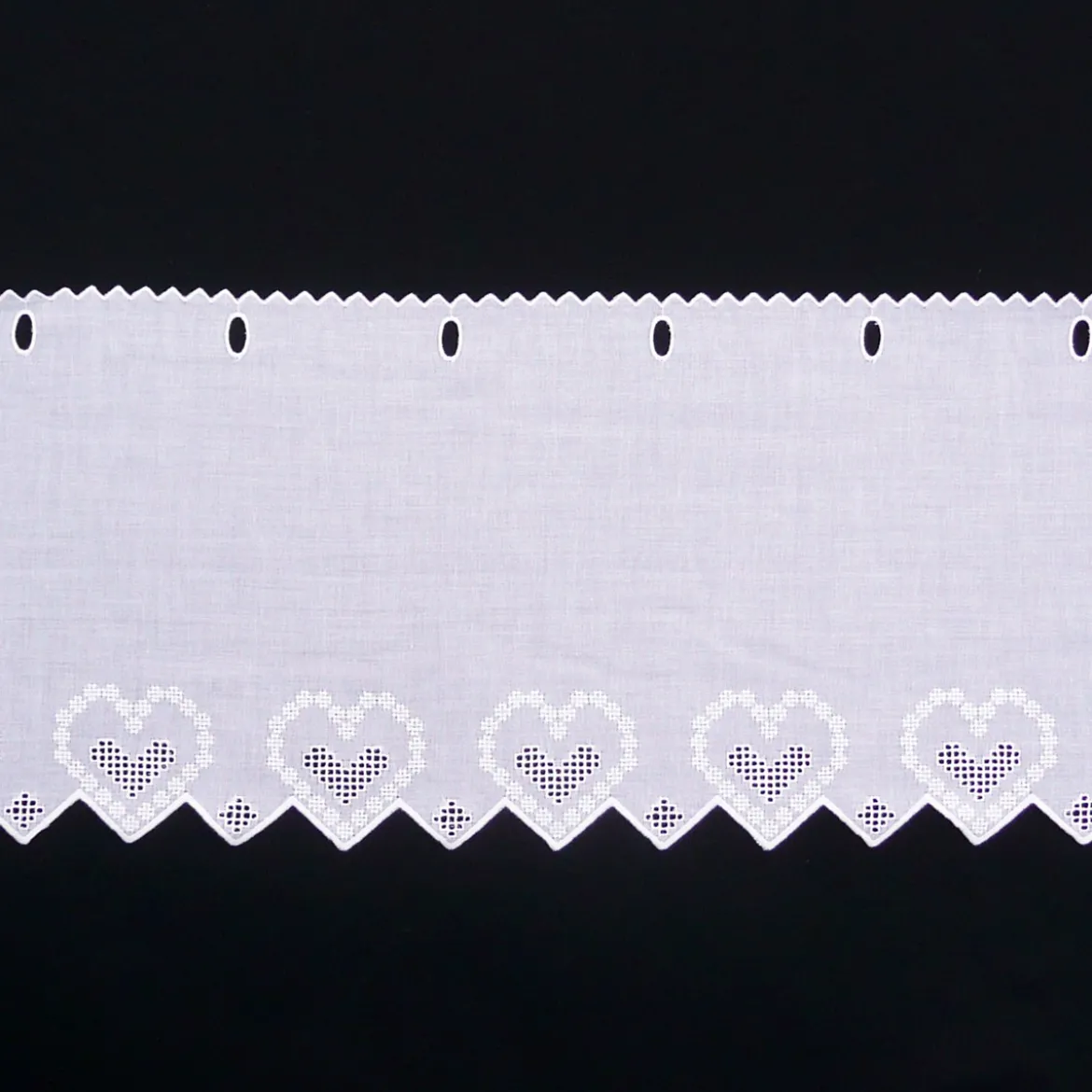 Scheibengardine Batist mit Stickerei weiß 27cm hoch