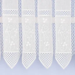 Scheibengardine bestickt Meterware Leinenstruktur Voile Blumenranke nähfrei natur 45cm Höhe